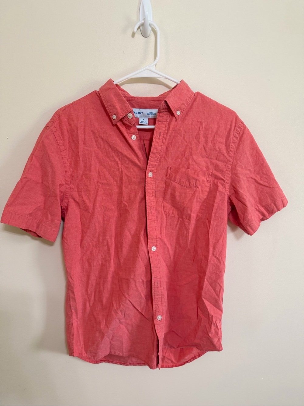 Old Navy Coral Button-Down Short Sleeve Shirt